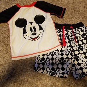Disney Mickey Mouse Rash Guard and Trunks